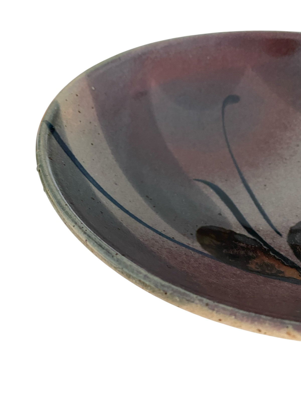 Studio Pottery Stoneware Bowl in Navy Blue and Deep Purple