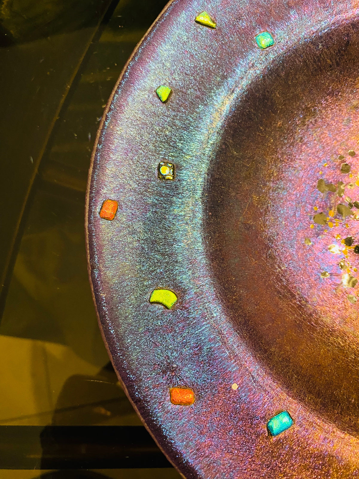 Beautiful Iridescent Infused Glass Bowl