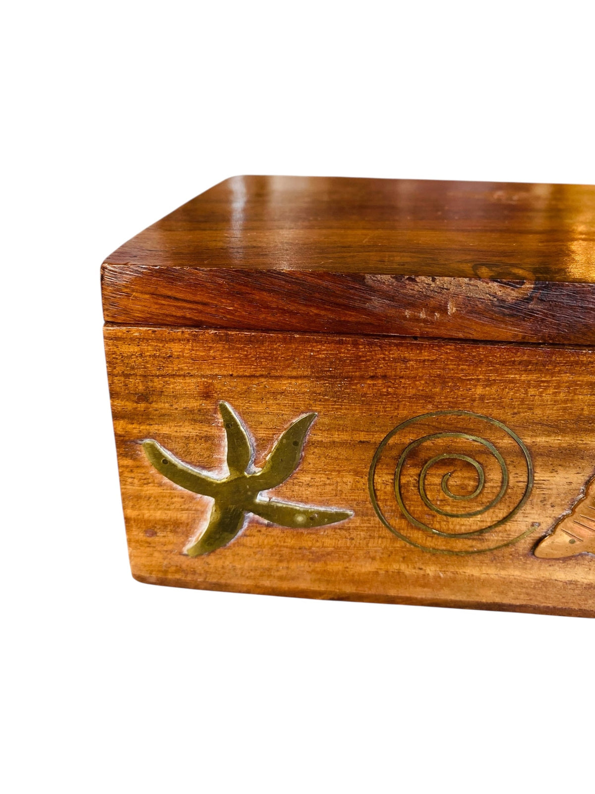 Solid Wood and Brass Star Fish Trinket Box