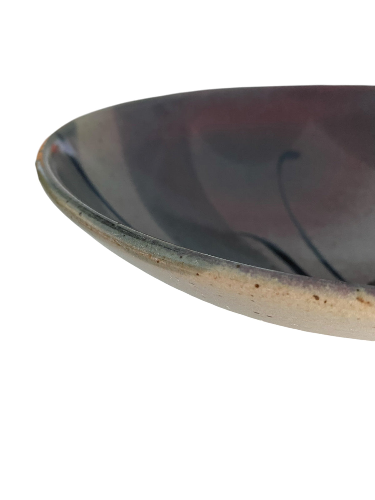 Studio Pottery Stoneware Bowl in Navy Blue and Deep Purple