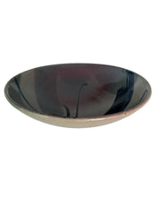 Studio Pottery Stoneware Bowl in Navy Blue and Deep Purple