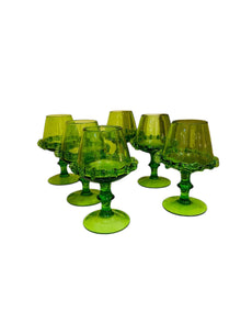 Set of Six Peridot Green Hand Blown Whiskey Glasses