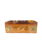 Solid Wood and Brass Star Fish Trinket Box