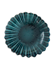 Heavy Dark Turquoise Hand Blown Ruffled Catchall