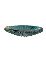 Heavy Dark Turquoise Hand Blown Ruffled Catchall