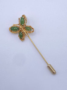 Gold Filled Jade Butterfly Brooch