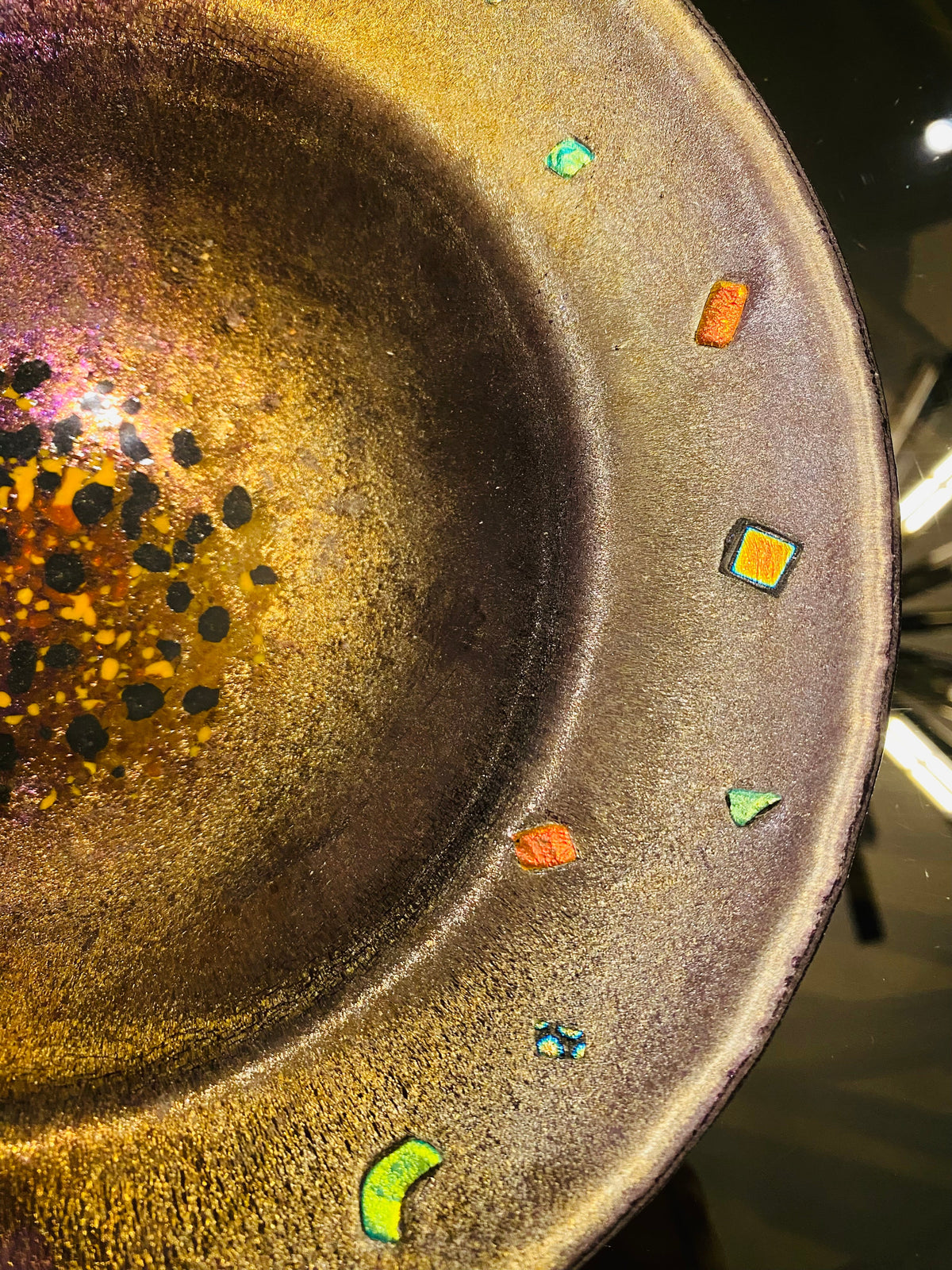 Beautiful Iridescent Infused Glass Bowl
