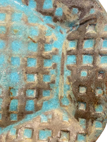 Turquoise and Black Circular with Hexagon Textured Catchall