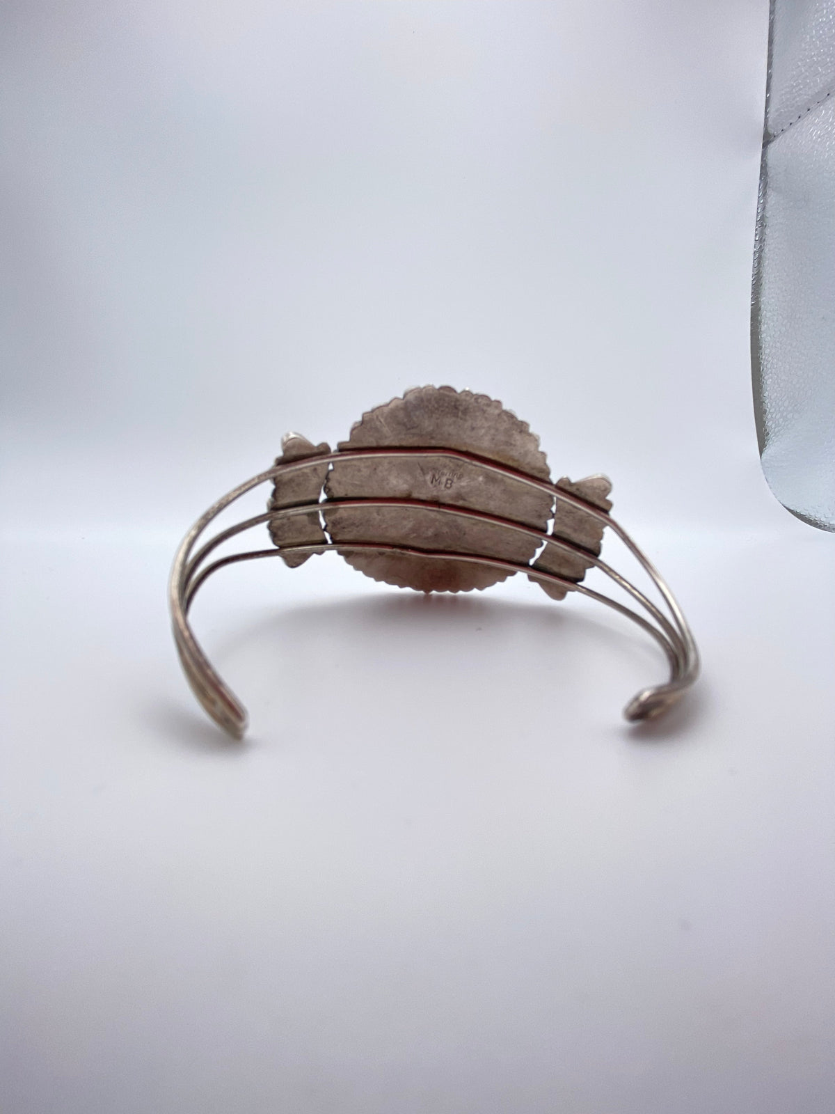 Native American Signed MB Sterling Cuff with Turquoise