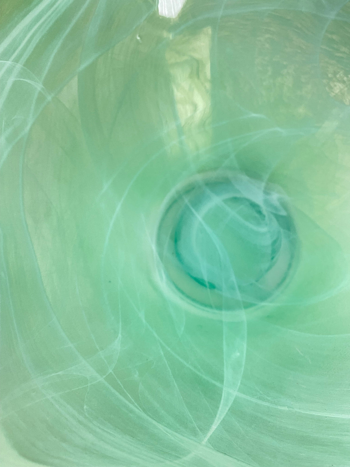 Abstract Modernist Green Creamsicle Glass Bowl