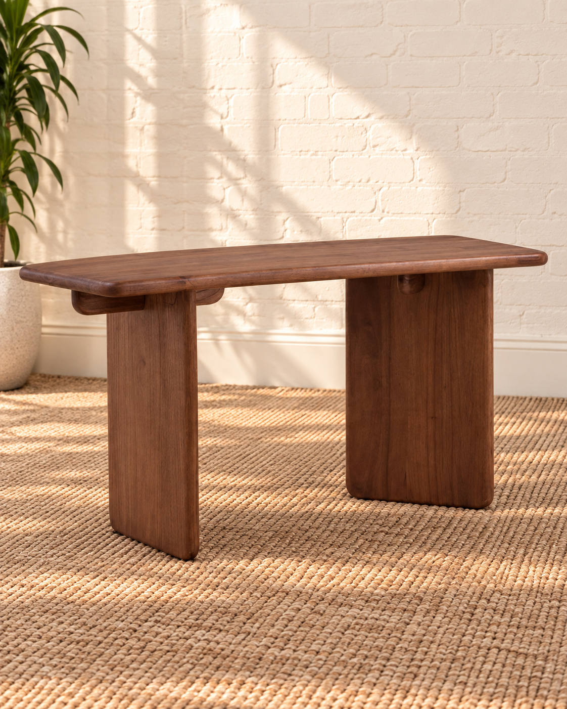 Alijah Sculptural Desk in Natural Brown