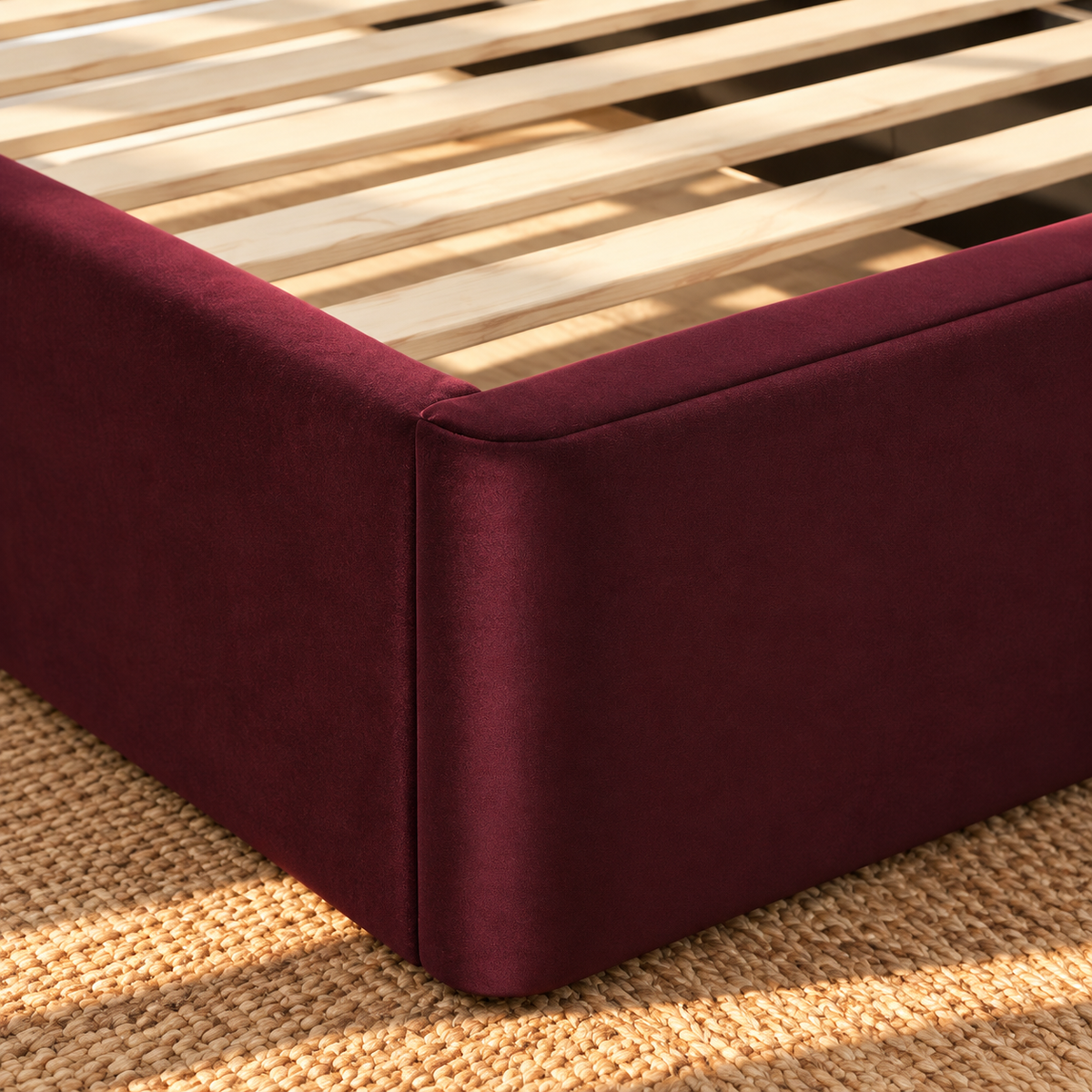 Astrid Velvet Arched King-Size Bed in Burgundy
