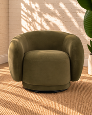 Axel Swivel Accent Chair in Olive Green