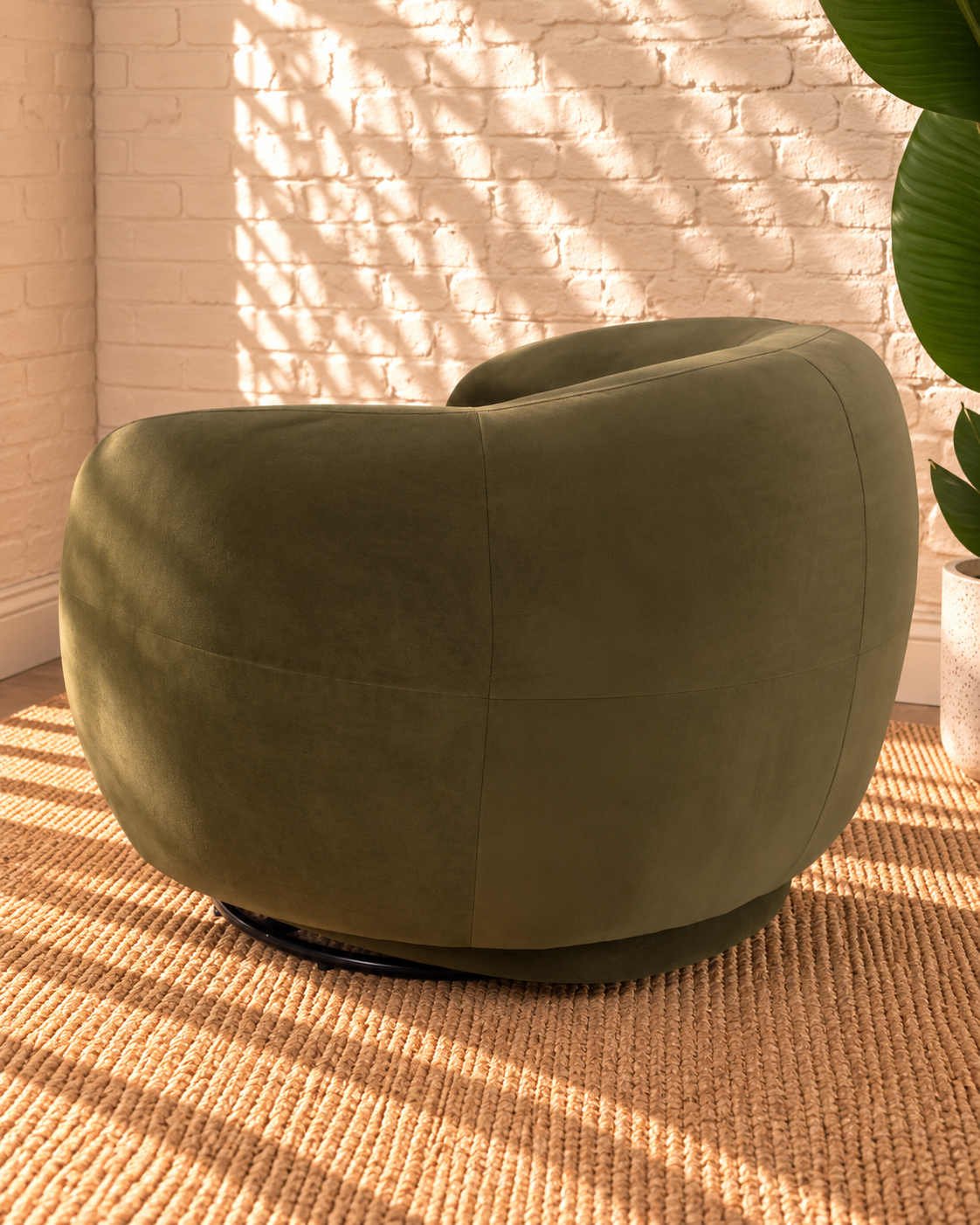 Axel Swivel Accent Chair in Olive Green