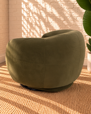 Axel Swivel Accent Chair in Olive Green