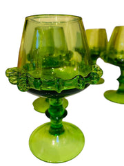 Set of Six Peridot Green Hand Blown Whiskey Glasses