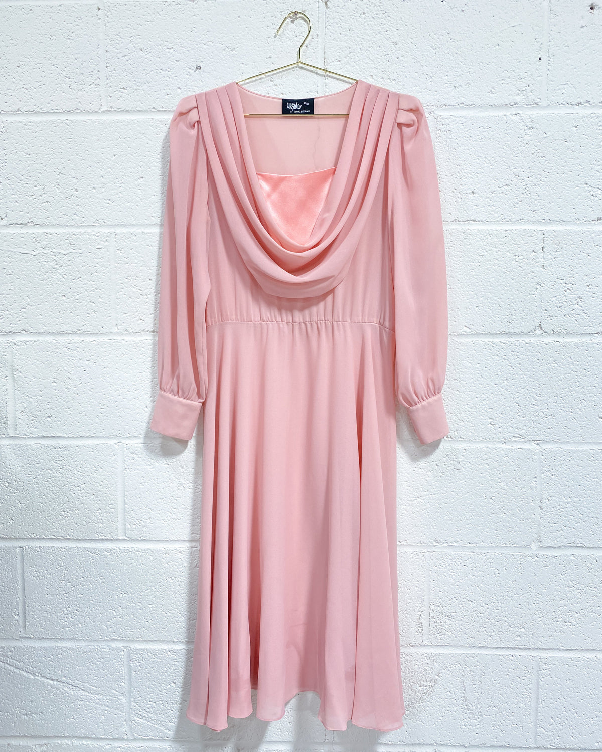 Vintage Ursula of Switzerland Pink Chiffon Dress (11/12)