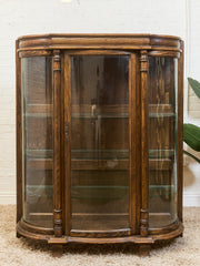 Antique Circa 1900 Bow Front Quarter Sawn Oak China Cabinet Hutch Display