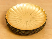 Mid Century Otagiri Golden Japanese Lacquer Ware Floral Shaped Plates - Set of 7