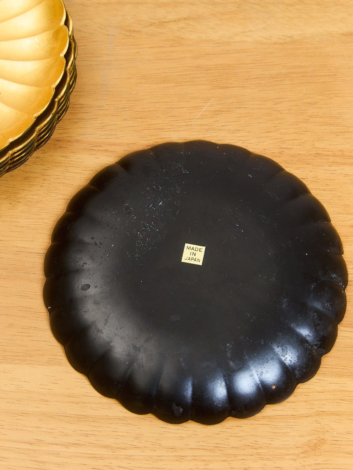 Mid Century Otagiri Golden Japanese Lacquer Ware Floral Shaped Plates - Set of 7