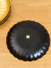Mid Century Otagiri Golden Japanese Lacquer Ware Floral Shaped Plates - Set of 7