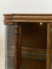 Antique Circa 1900 Bow Front Quarter Sawn Oak China Cabinet Hutch Display