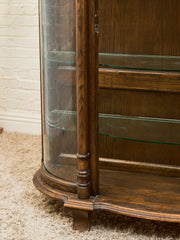 Antique Circa 1900 Bow Front Quarter Sawn Oak China Cabinet Hutch Display