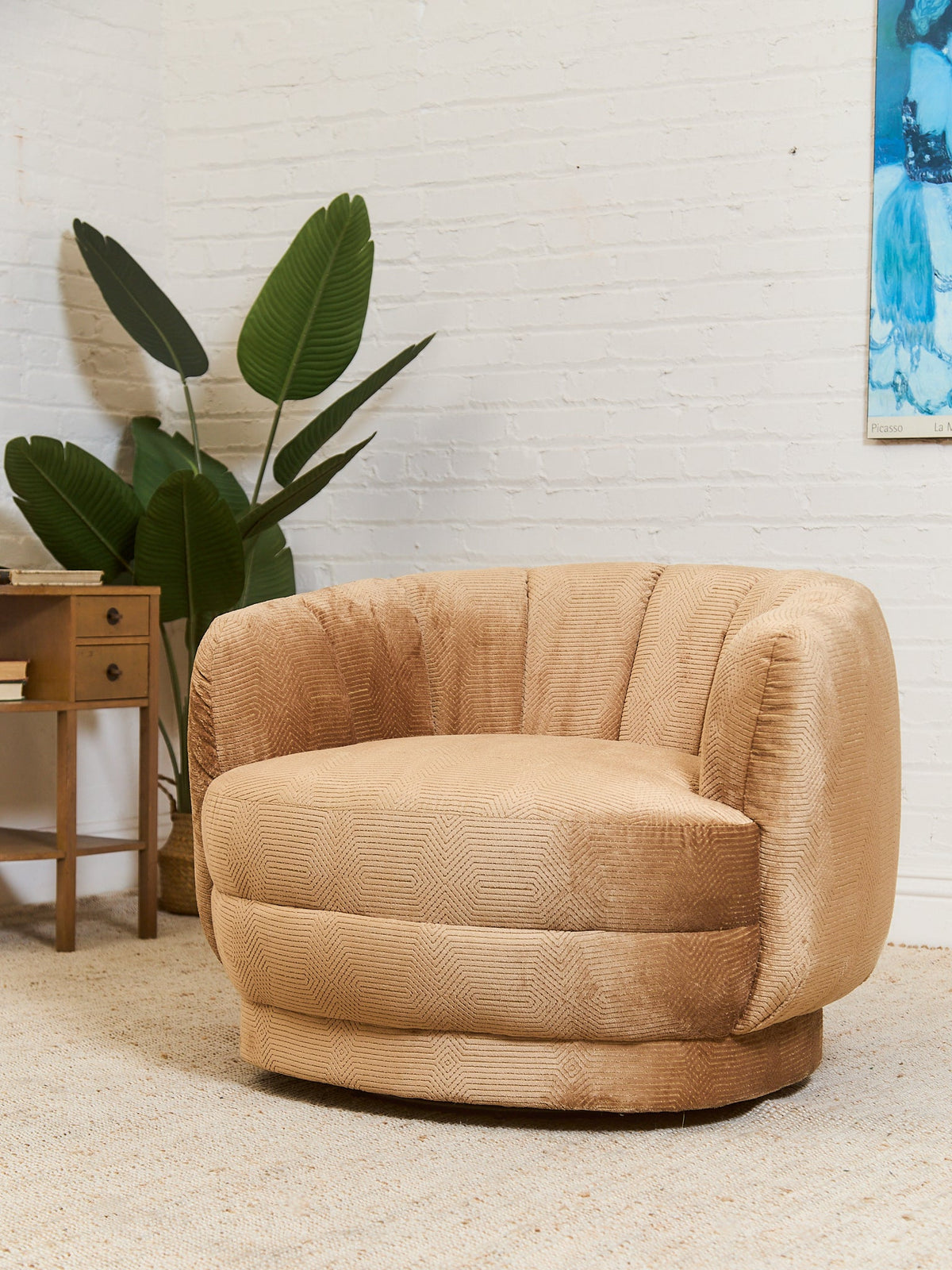 Rowan Swivel Chair in Maya Caramel Fabric
