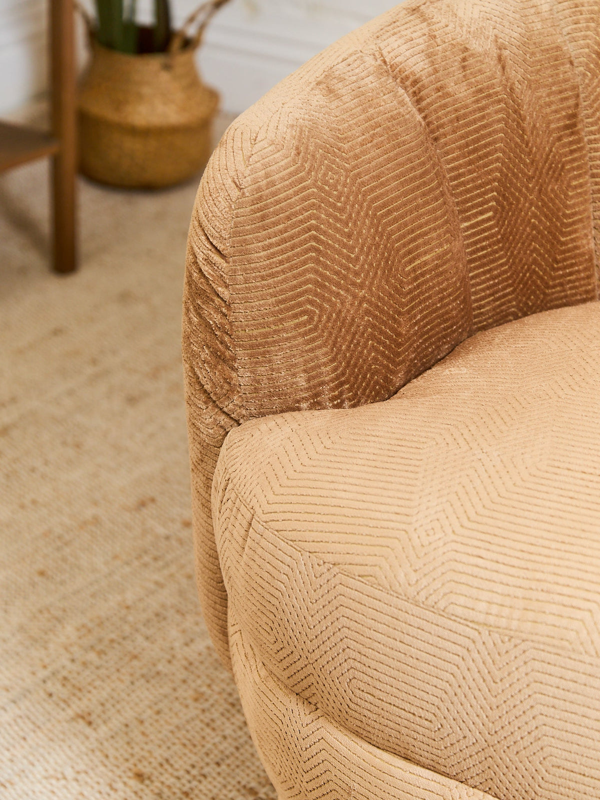 Rowan Swivel Chair in Maya Caramel Fabric
