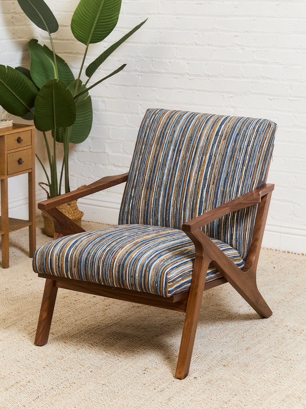 Zayden Lounge Chair in Striped Upholstery
