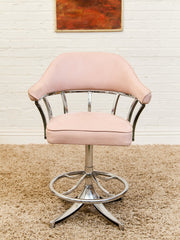 1970’s Chrome Swivel Counter Stool in pink