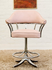 1970’s Chrome Swivel Counter Stool in pink