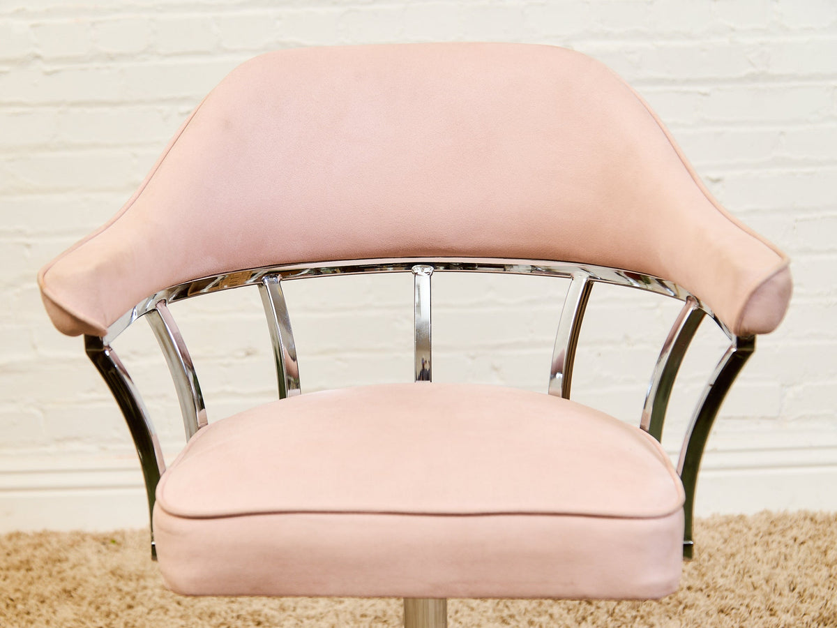 1970’s Chrome Swivel Counter Stool in pink