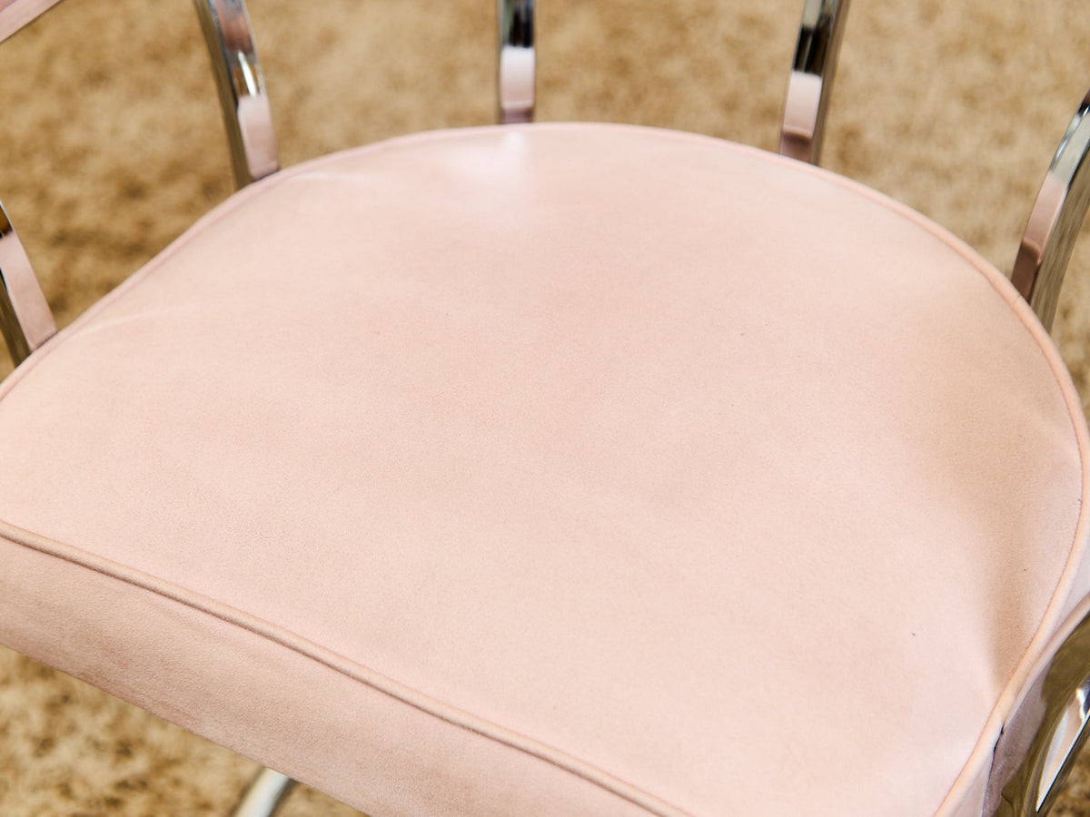 1970’s Chrome Swivel Counter Stool in pink