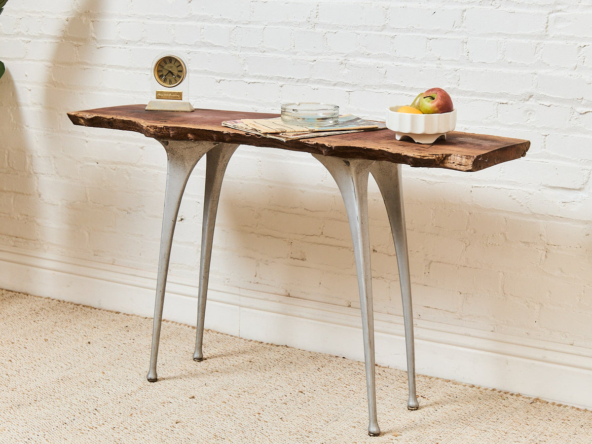 French Vintage Live Edge Modernist Entry table