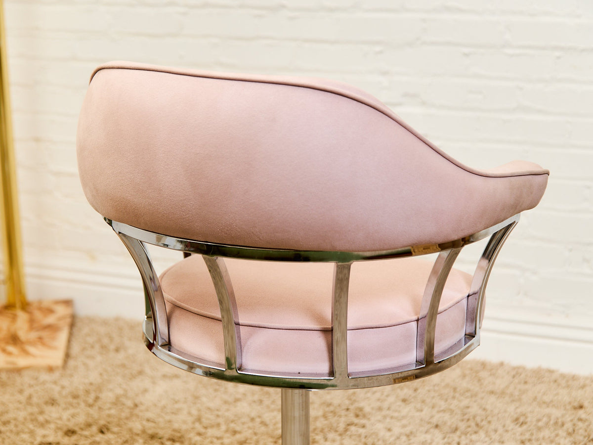 1970’s Chrome Swivel Counter Stool in pink