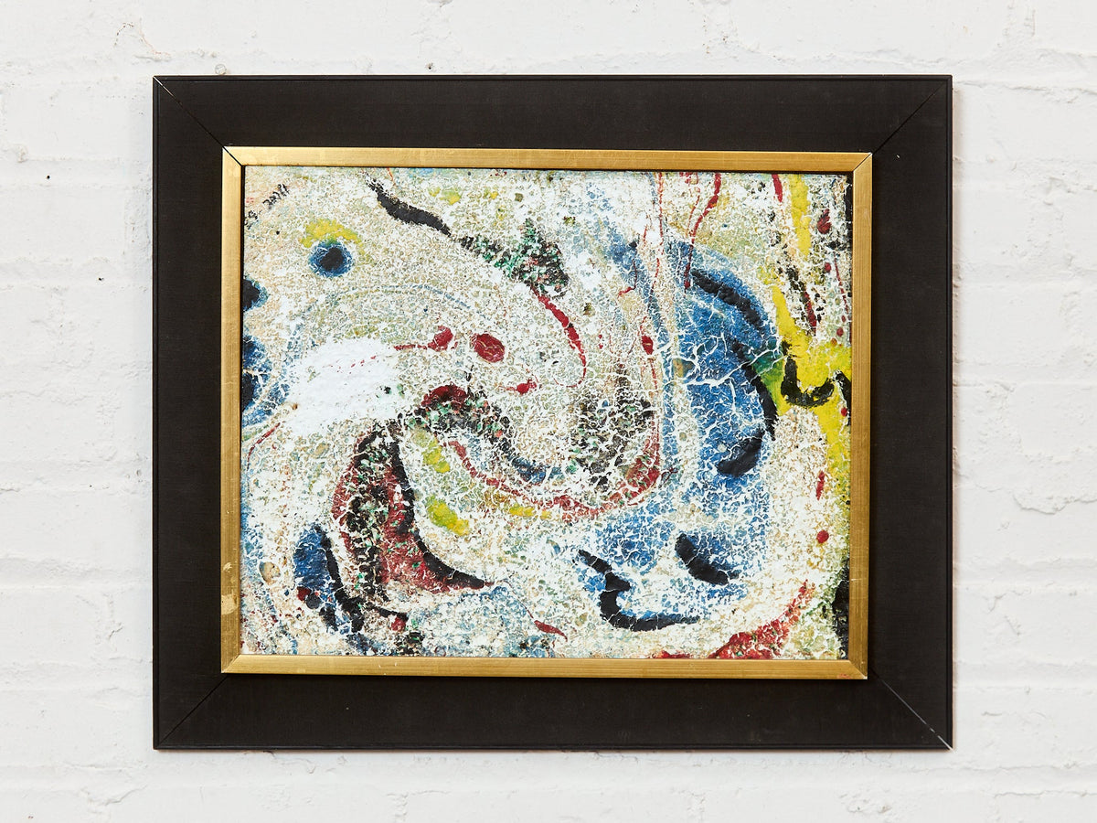 Enamel Style Oil Painting, Mid-century, Modern Abstract