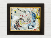 Enamel Style Oil Painting, Mid-century, Modern Abstract