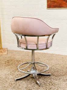 1970’s Chrome Swivel Counter Stool in pink