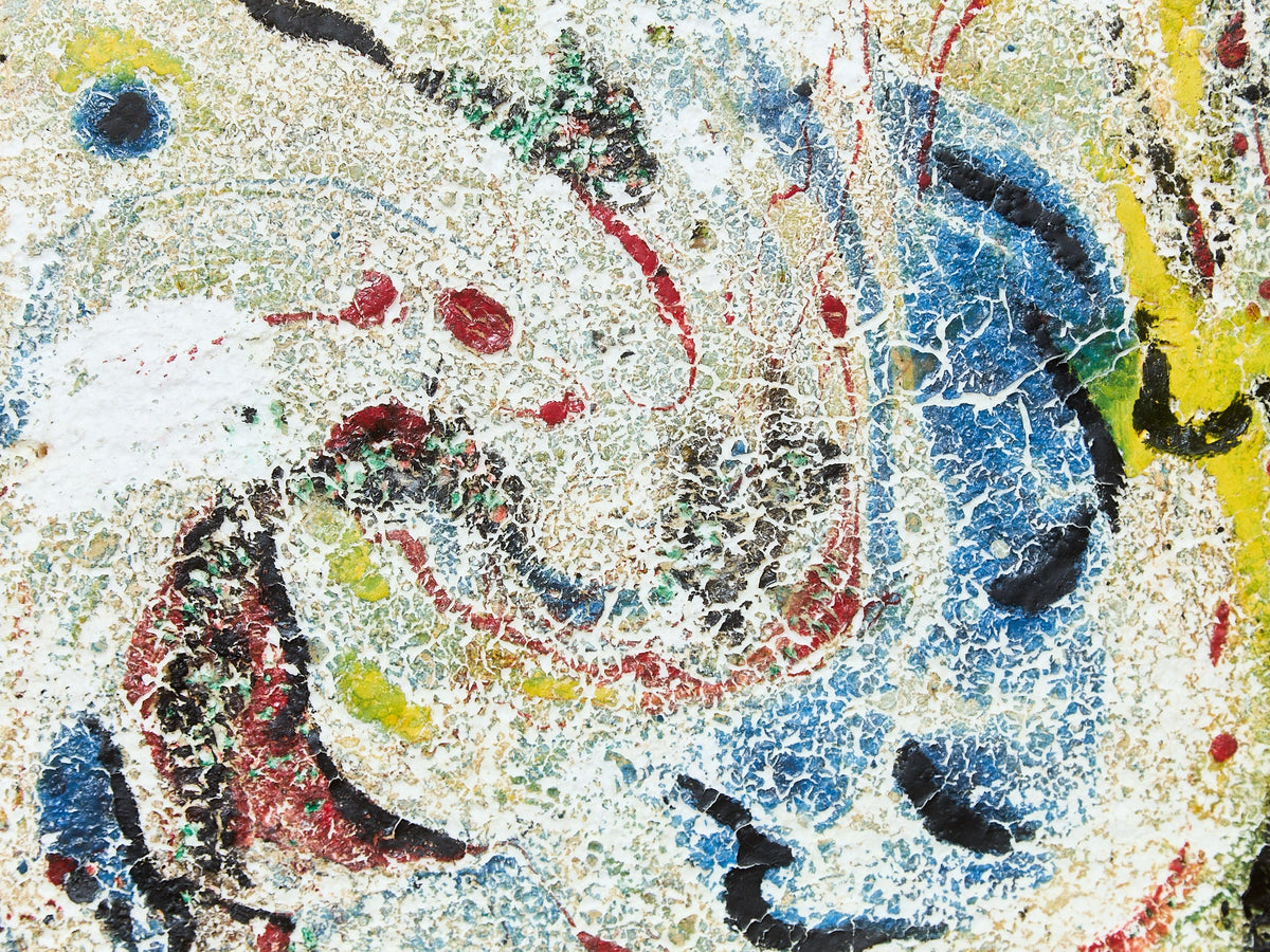 Enamel Style Oil Painting, Mid-century, Modern Abstract