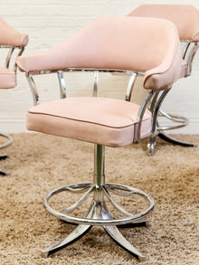 1970’s Chrome Swivel Counter Stool in pink