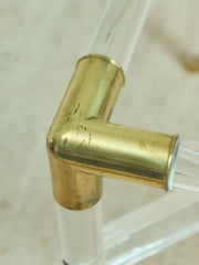 Tubular Lucite and Brass Italian Game Table Occasional Table