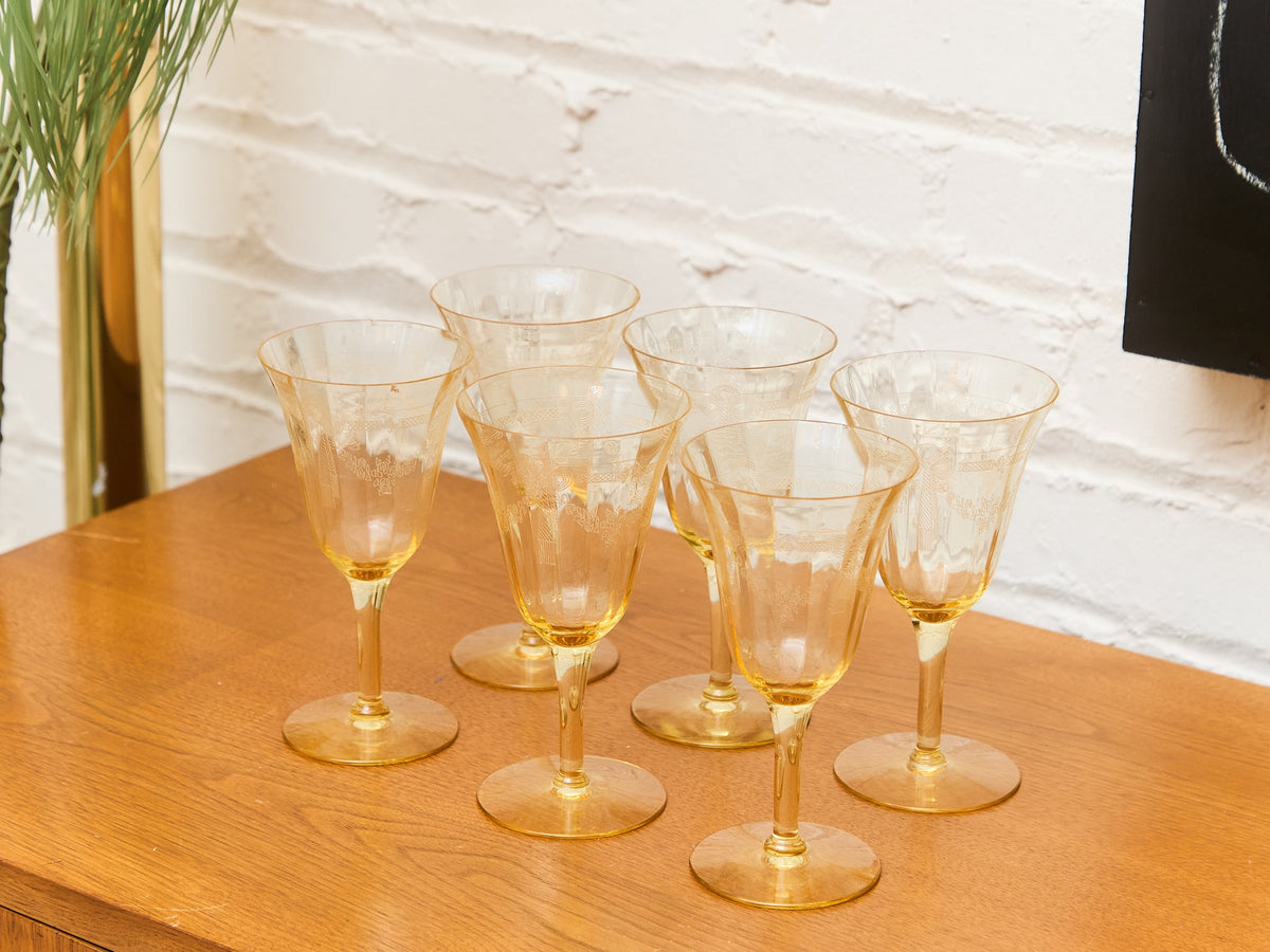 Tiffin Franciscan Art Deco Wine Glasses set of 6