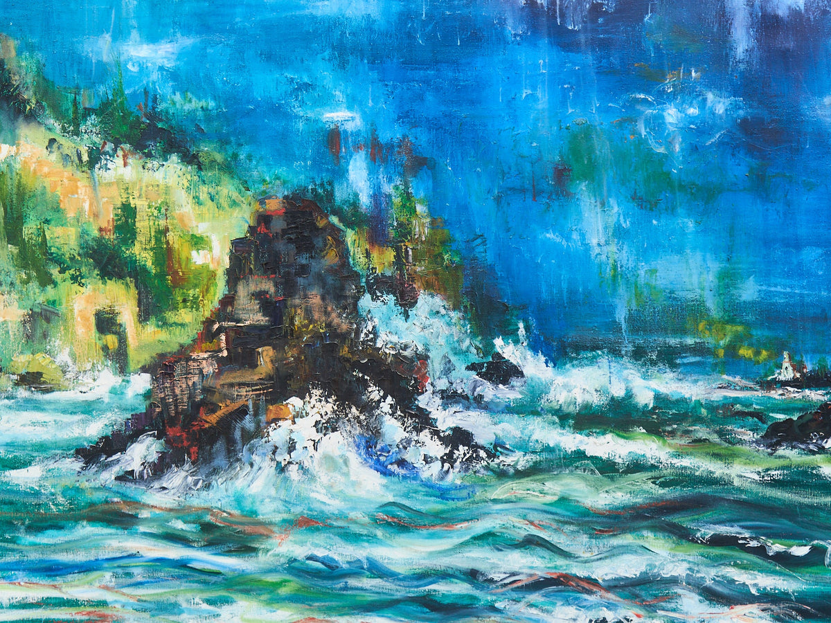 Mid Century Midnight Tide Oil Painting