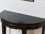 Antique Chinese Black Lacquer Demi-Lune Console Table