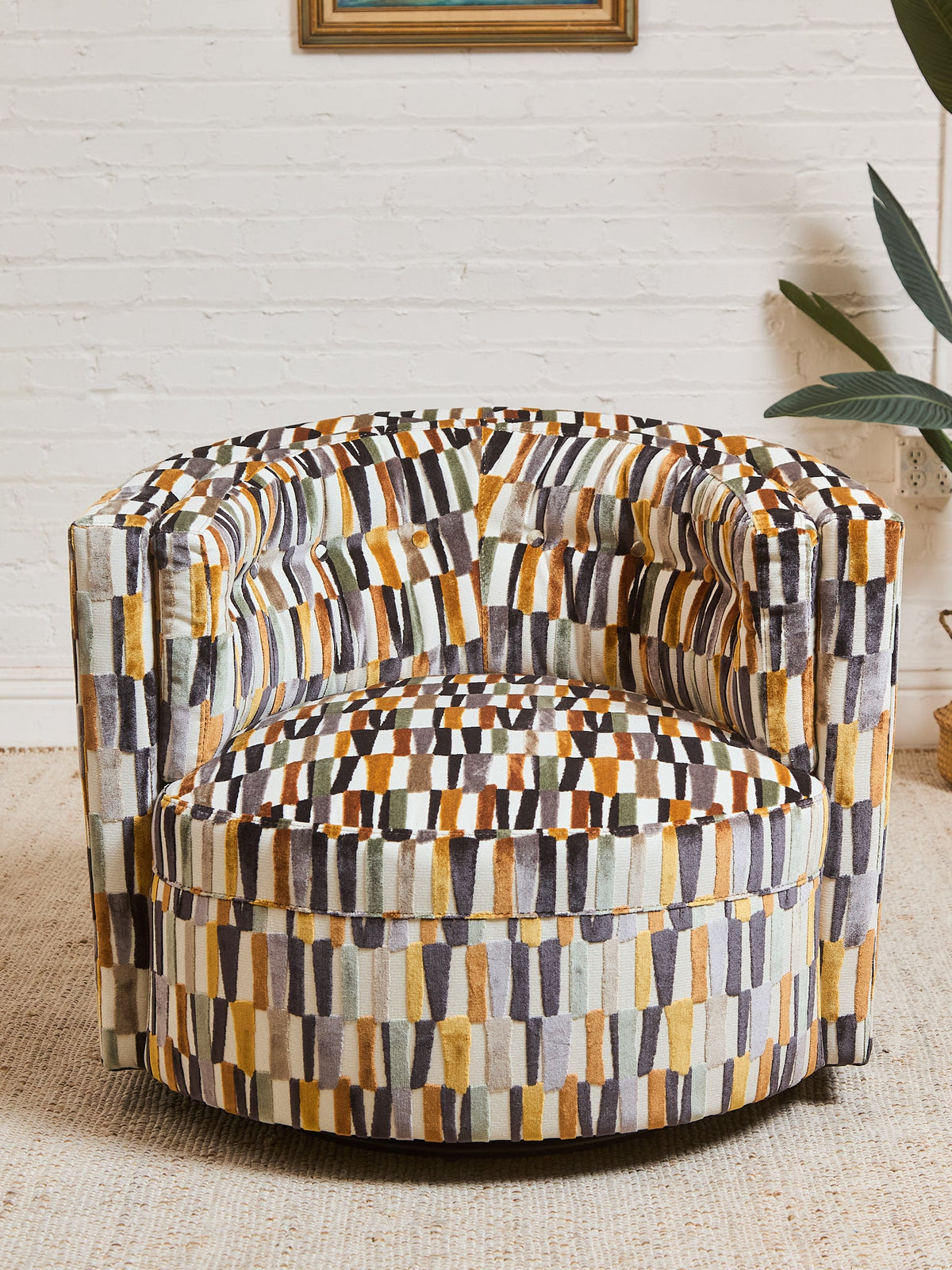 Babita Swivel Chair in Striker Copper