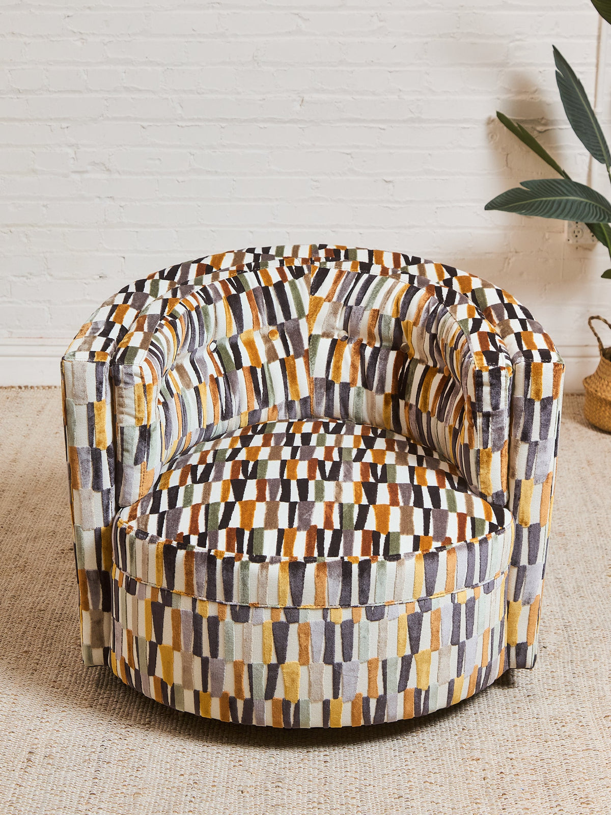 Babita Swivel Chair in Striker Copper