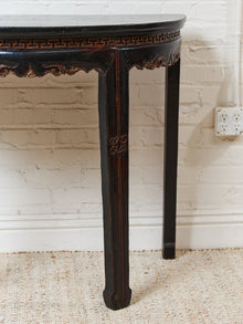 Antique Chinese Black Lacquer Demi-Lune Console Table