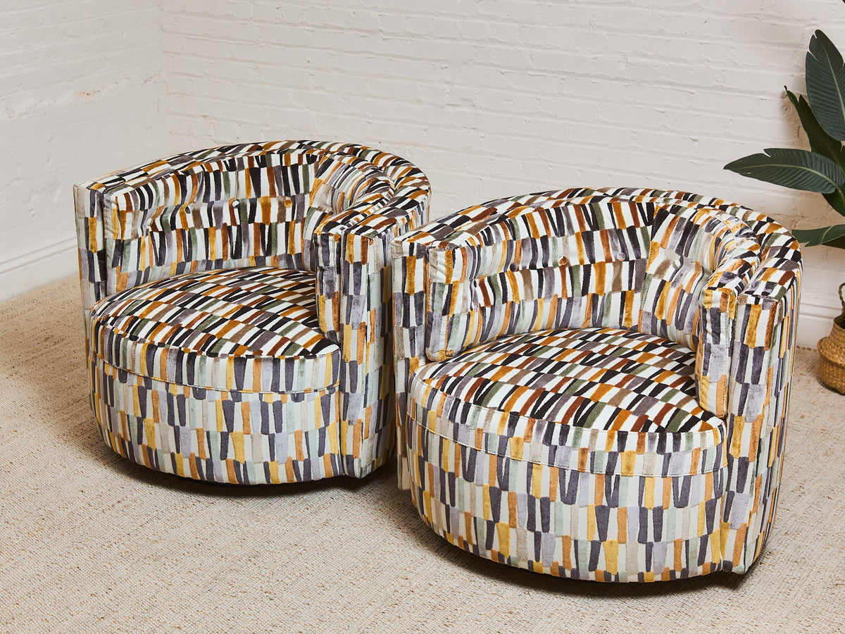 Babita Swivel Chair in Striker Copper