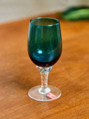 Teal Empoli Italian Glass Decanter and 6 Glasses